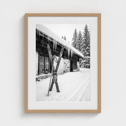 bw-gone-skiing 18x24-natural frame frame