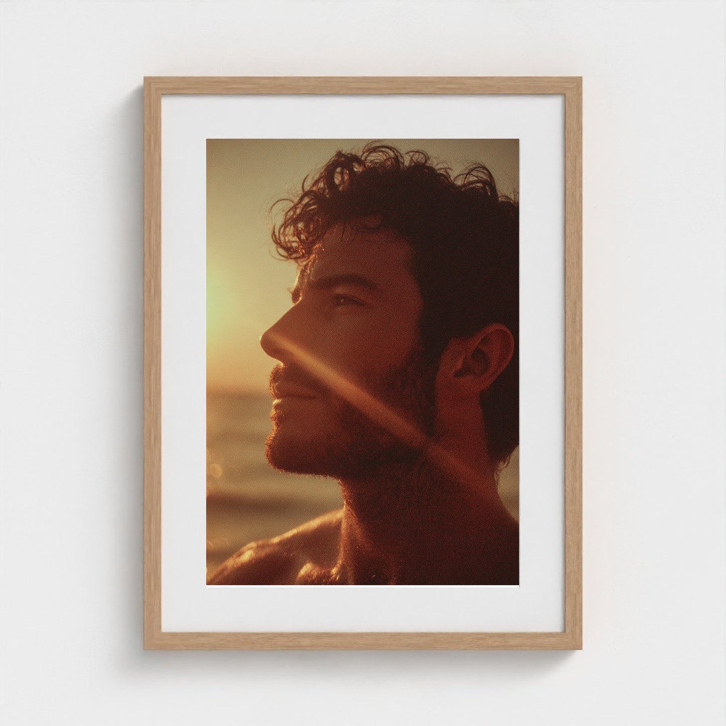 portrait-of-man-gazing-out-at-ocean-polaroid-sty 18x24-natural frame frame