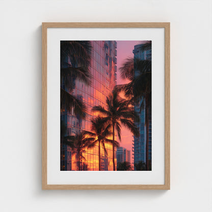 golden-hour-reflections-on-miami-modernist-high 18x24-natural frame frame