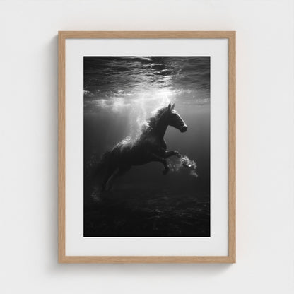 surreal-underwater-scene-of-horse-suspended-mid 18x24-natural frame frame