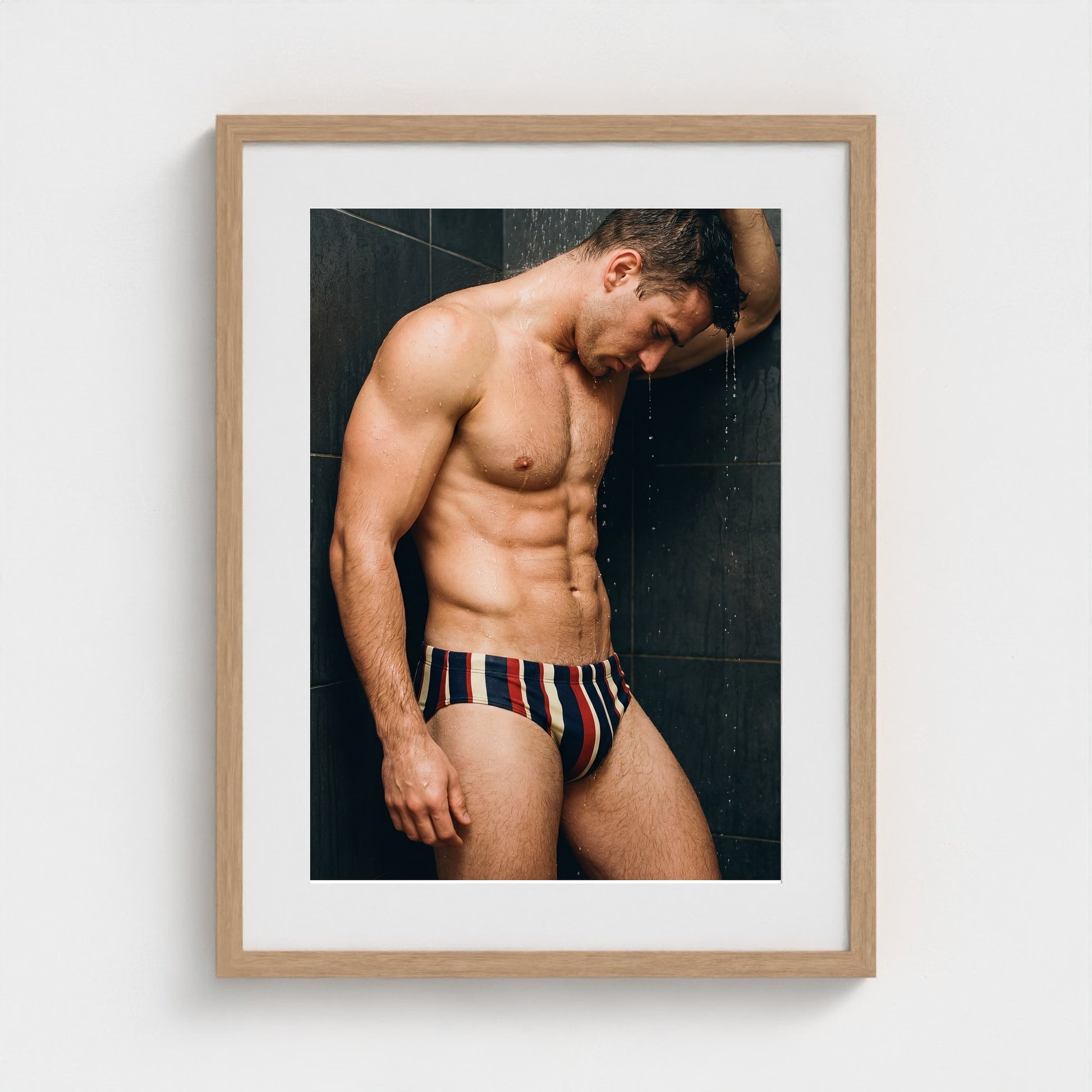 2026 03 12 20 42 00 Striped Brief Shower 18x24-natural frame — Fire Island Modern