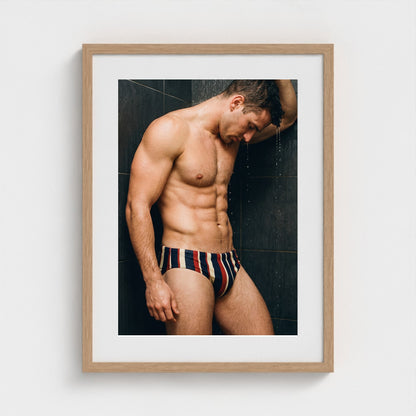 2026 03 12 20 42 00 Striped Brief Shower 18x24-natural frame — Fire Island Modern