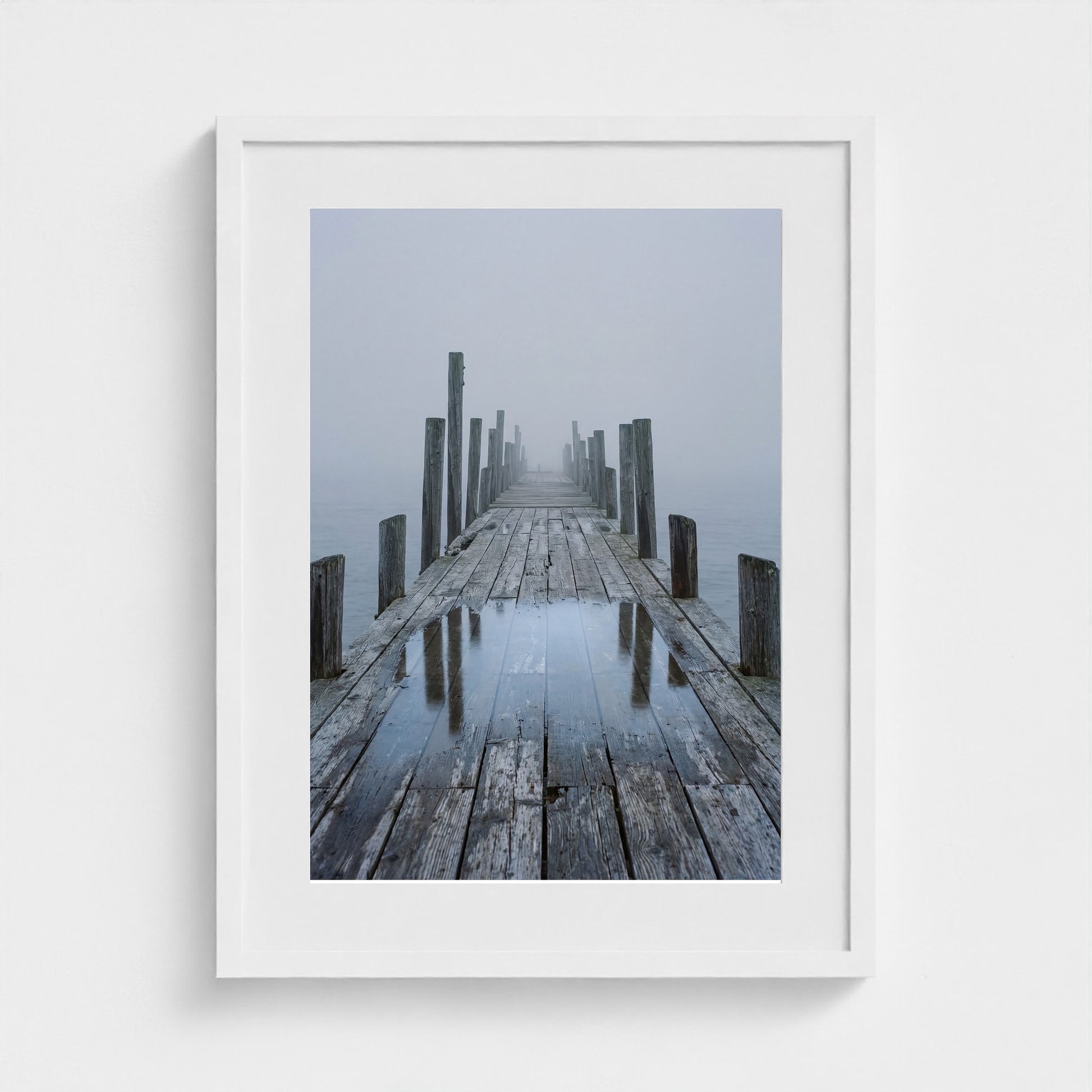 Fog Pier Wall Art - coastal pier fog photography wall art by Studio Stevie