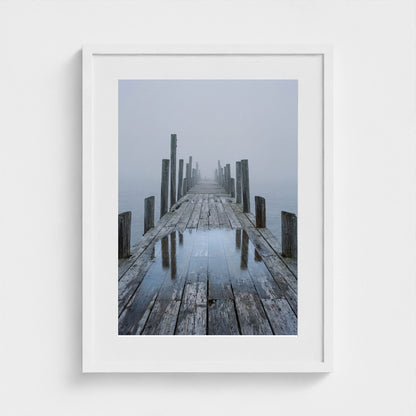 Fog Pier Wall Art - coastal pier fog photography wall art by Studio Stevie