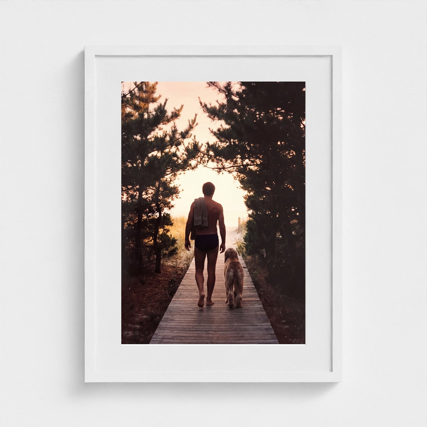 2026 03 12 22 31 00 Boardwalk Silhouette Safe 18x24-white frame — Fire Island Modern