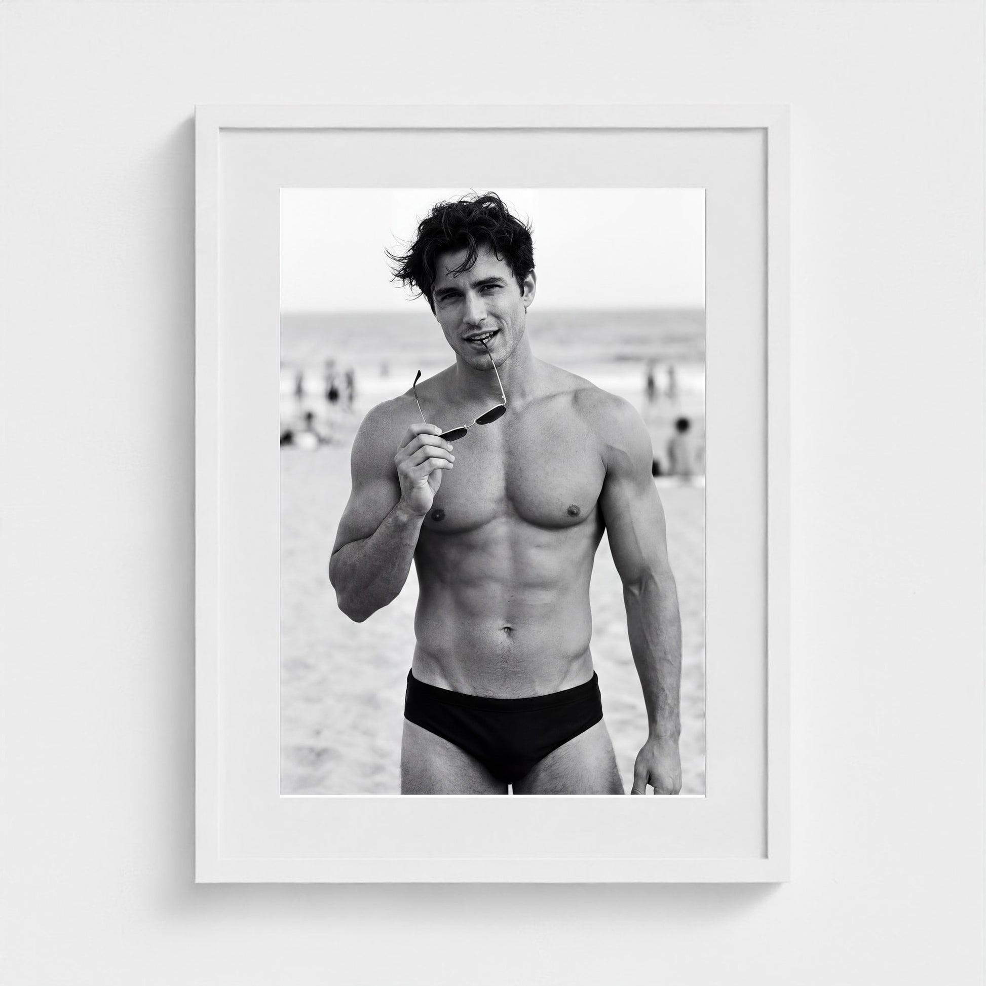 2026 03 12 19 33 00 Bw Beach Portrait Playful 18x24-white frame — Fire Island Modern