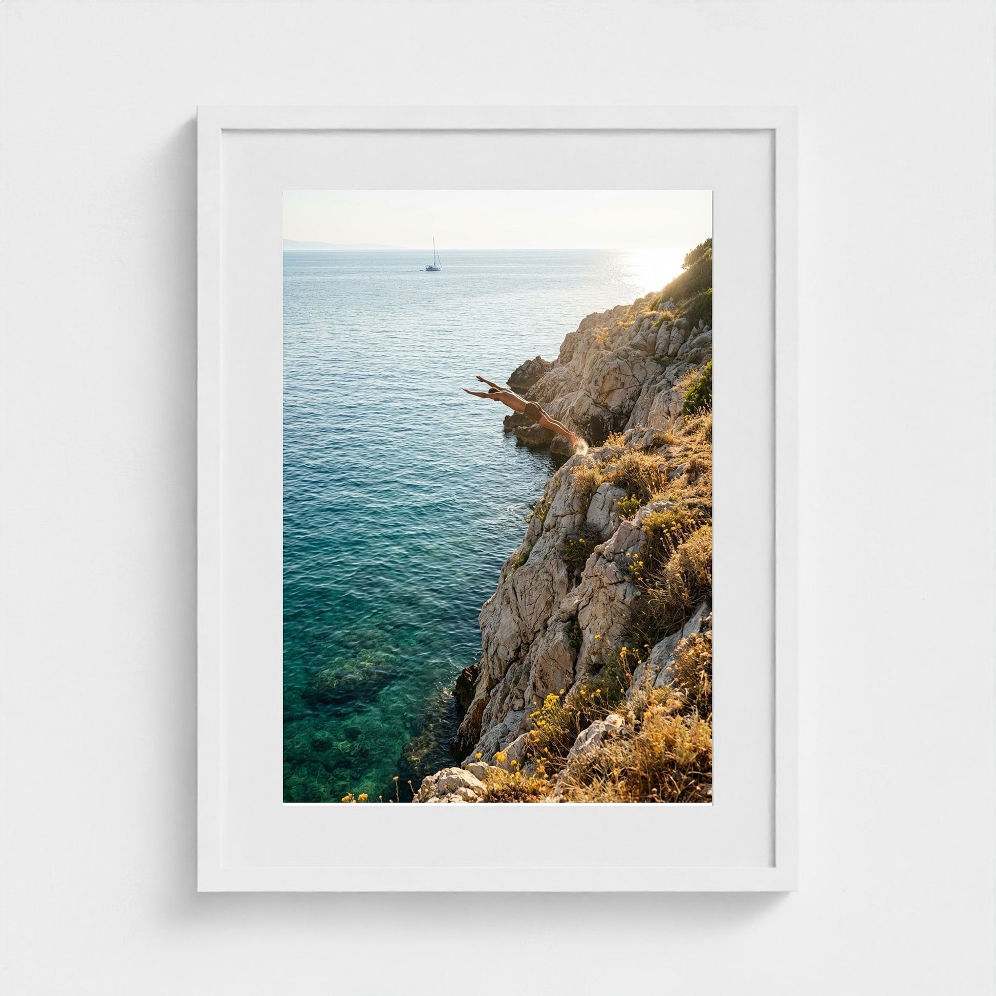 cliff-dive 18x24-white frame frame