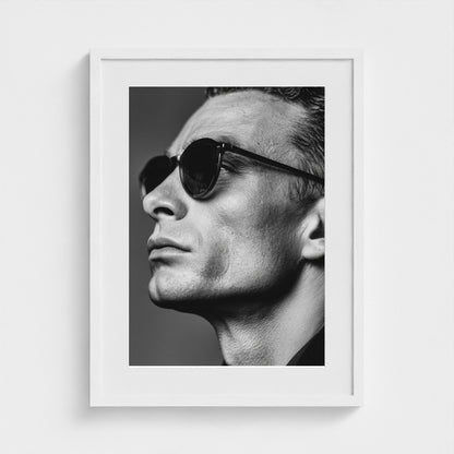 black-and-white-portrait-of-a-cool-guy-in-sungla 18x24-white frame frame