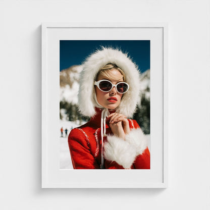 fashion-editorial-of-glamorous-woman-in-red-1960 18x24-white frame frame