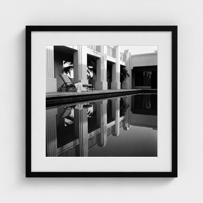 hotel-pool-dawn 20x20-black frame frame