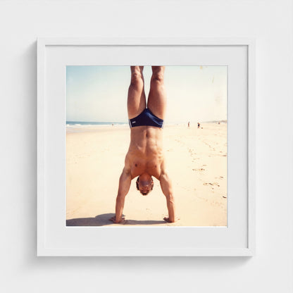 2026 03 12 17 48 00 Handstand Beach Muscular 20x20-white frame — Fire Island Modern