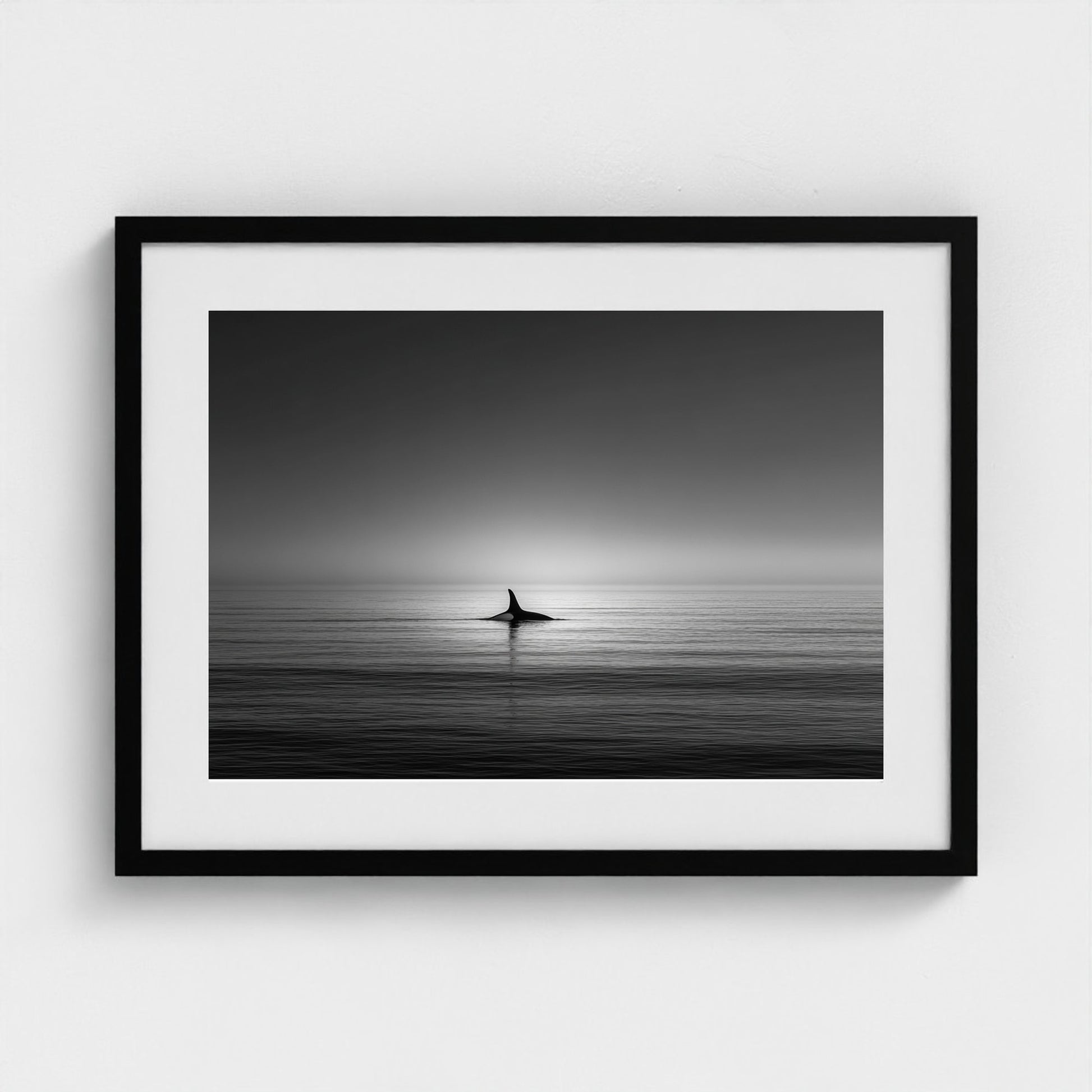 minimalist-negative-space-composition-lone-whale 24x18-black frame frame
