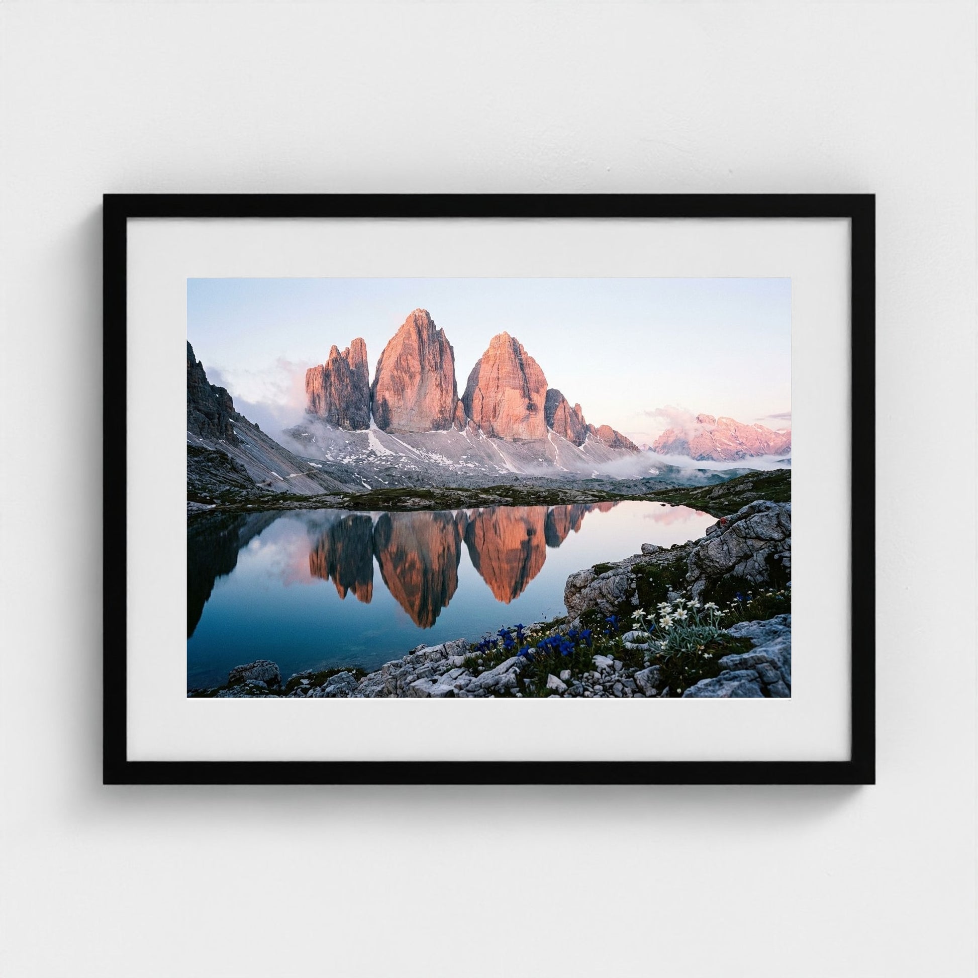 dolomites-dawn 24x18-black frame frame