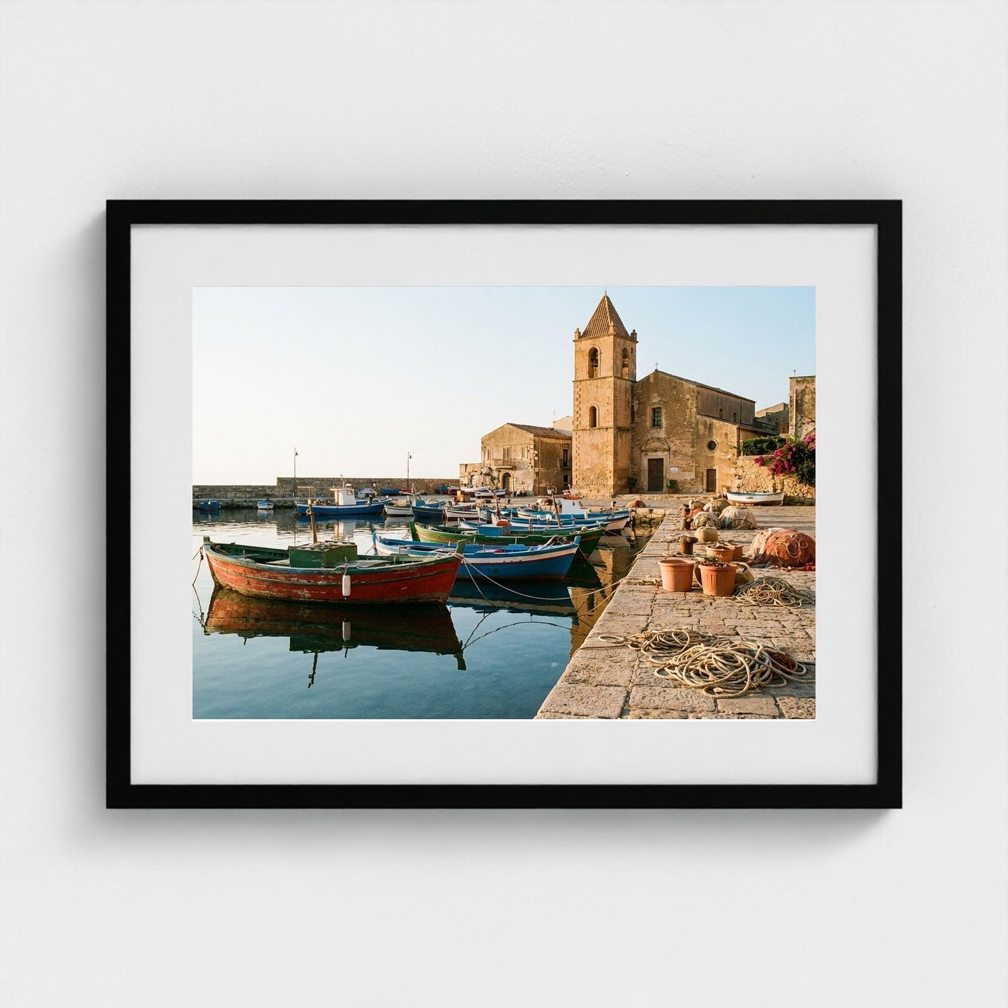 fishing-boats 24x18-black frame frame