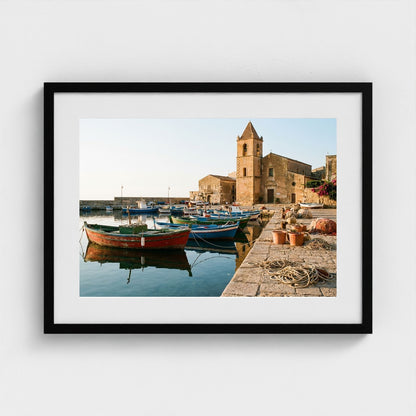fishing-boats 24x18-black frame frame