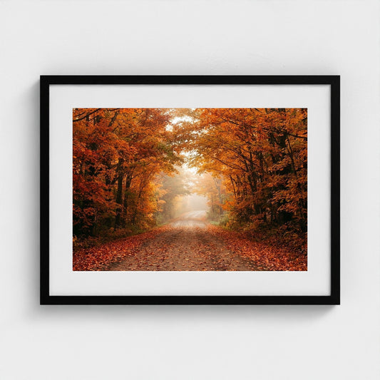 autumn-road 24x18-black frame frame