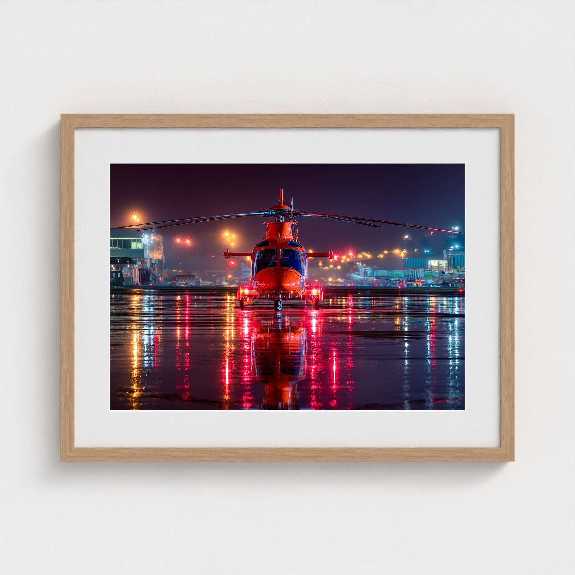 night-apron-with-reflections-wet-runway-reflecti 24x18-natural frame frame