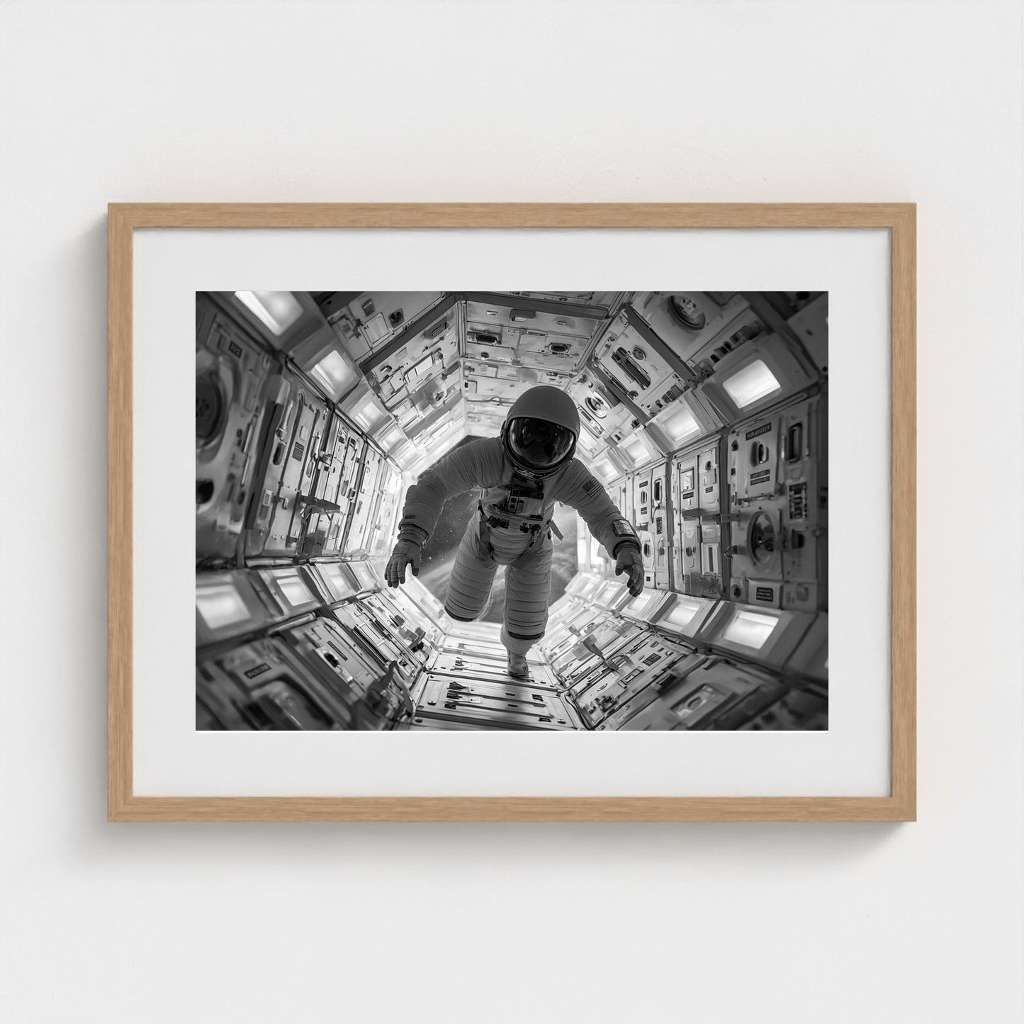 astronaut-floating-into-airlock-kubrick-one-poin 24x18-natural frame frame
