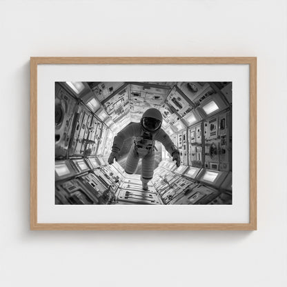 astronaut-floating-into-airlock-kubrick-one-poin 24x18-natural frame frame