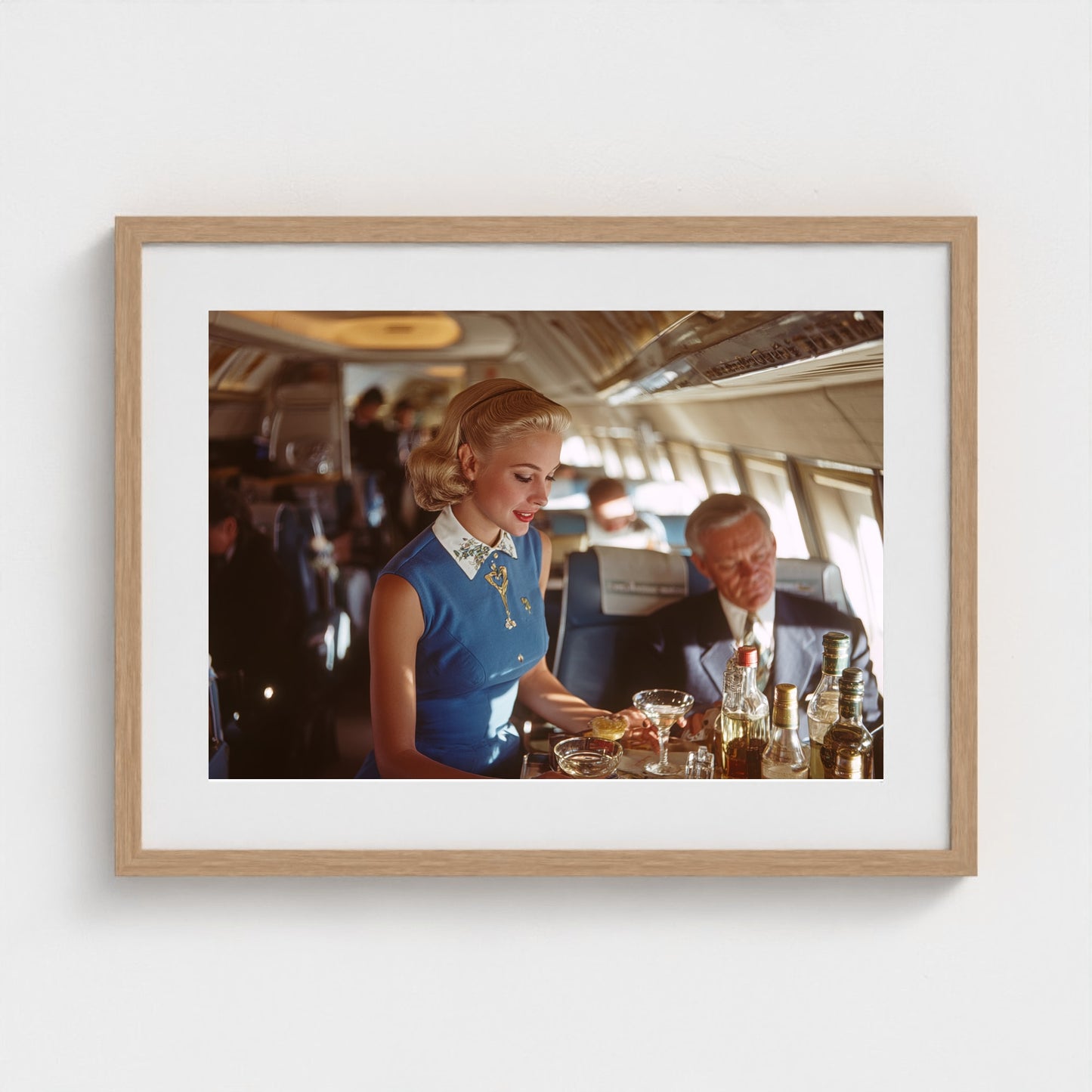 inside-pan-am-cabin-1958-glamorous-stewardess-se 24x18-natural frame frame