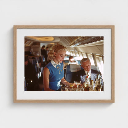 inside-pan-am-cabin-1958-glamorous-stewardess-se 24x18-natural frame frame