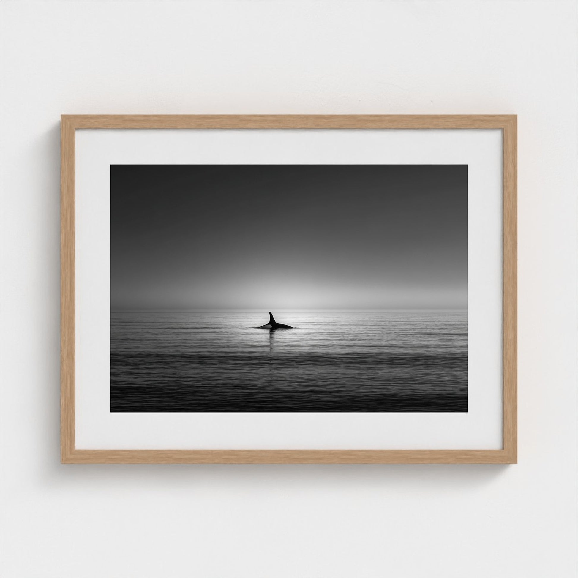 minimalist-negative-space-composition-lone-whale 24x18-natural frame frame