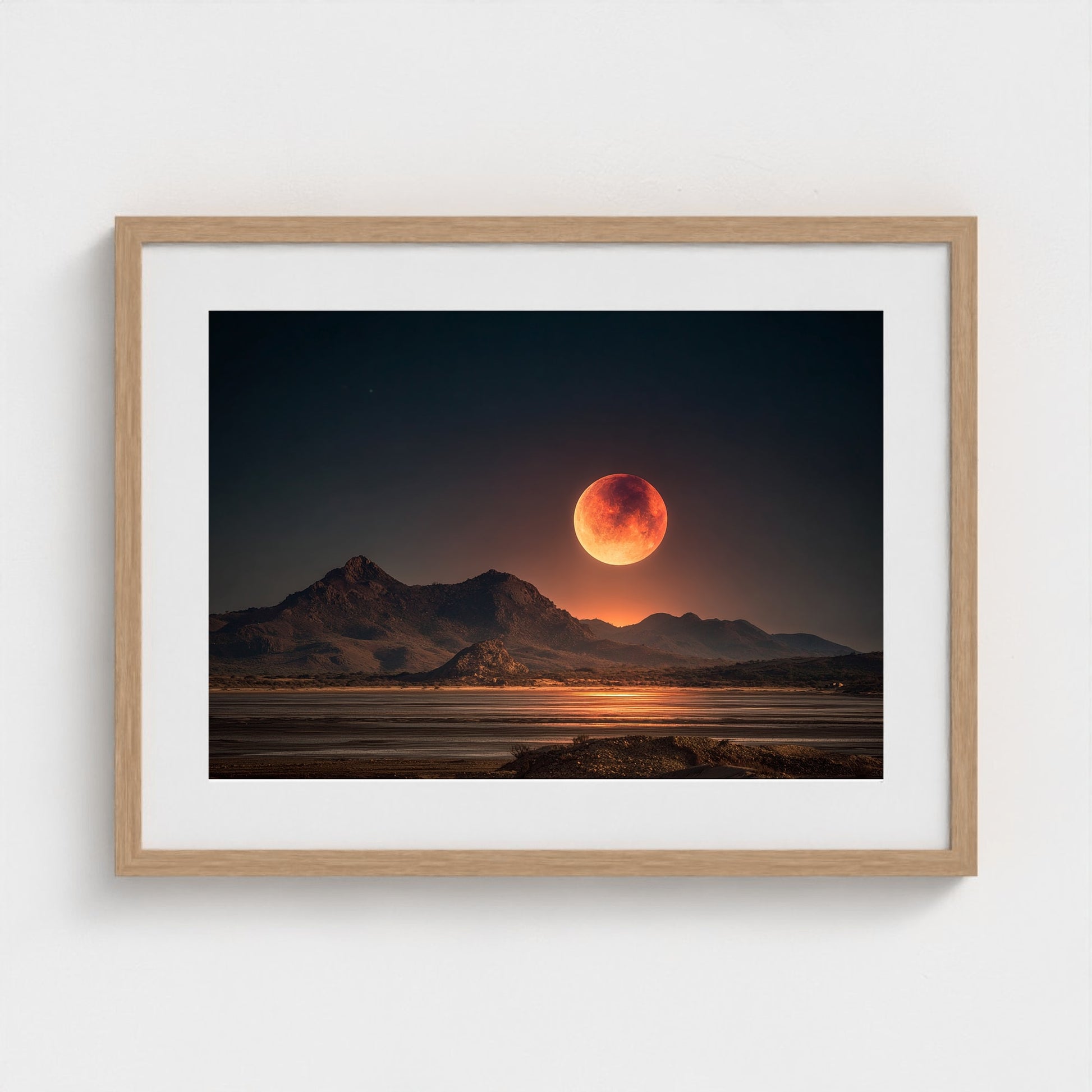 lunar-eclipse-casting-red-glow-over-barren-lands 24x18-natural frame frame