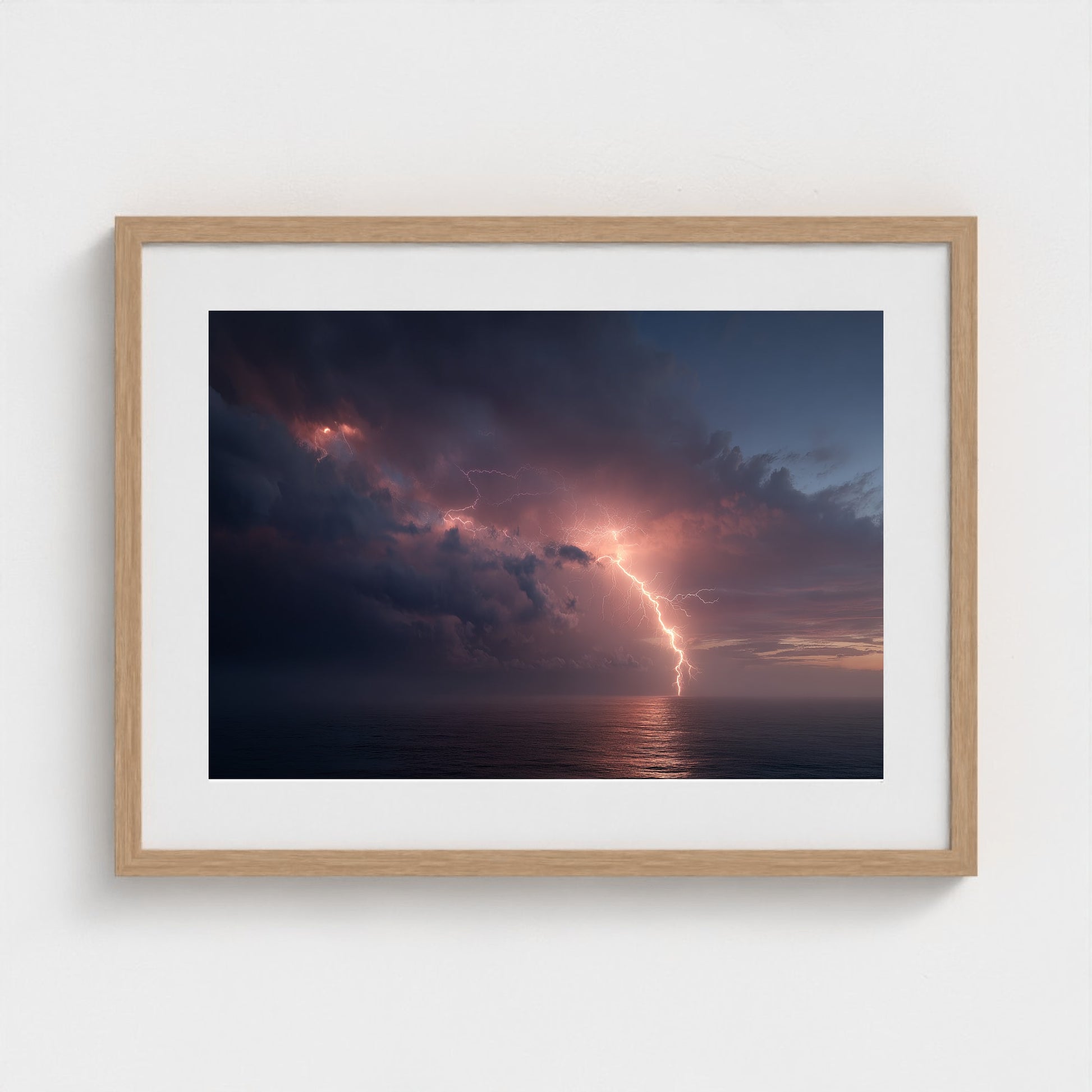 minimalist-fine-art-photograph-of-lightning-stor 24x18-natural frame frame