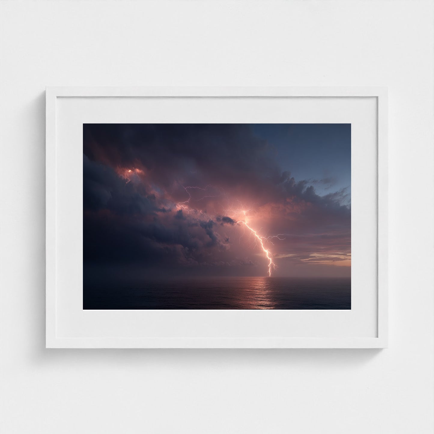 minimalist-fine-art-photograph-of-lightning-stor 24x18-white frame frame
