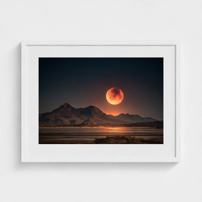 lunar-eclipse-casting-red-glow-over-barren-lands 24x18-white frame frame