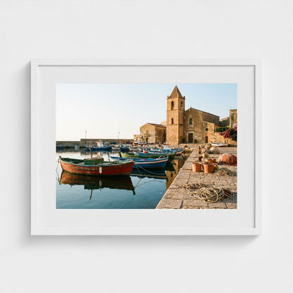 fishing-boats 24x18-white frame frame