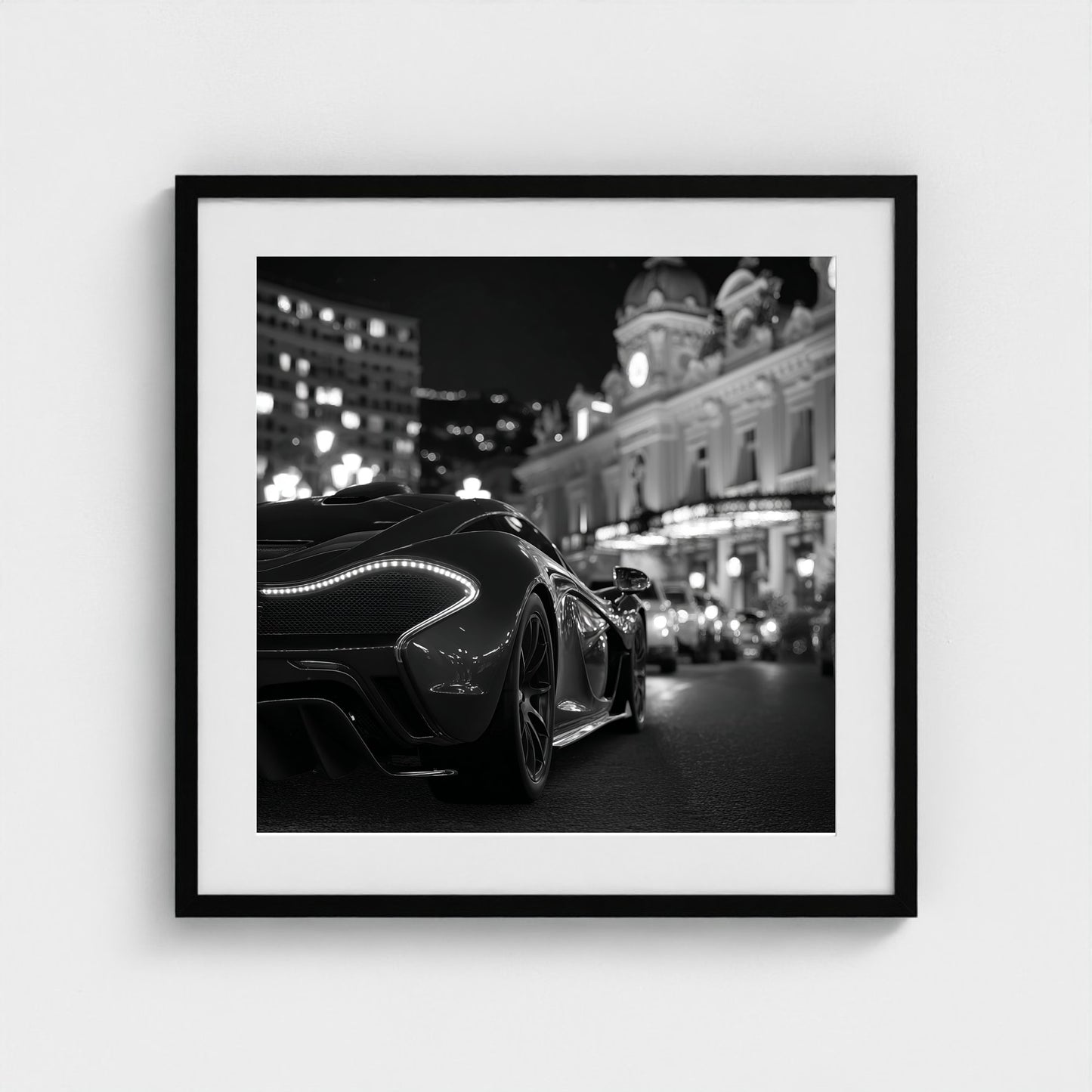 luxury-exotic-sports-car-in-montecarlo-at-night 24x24-black frame frame