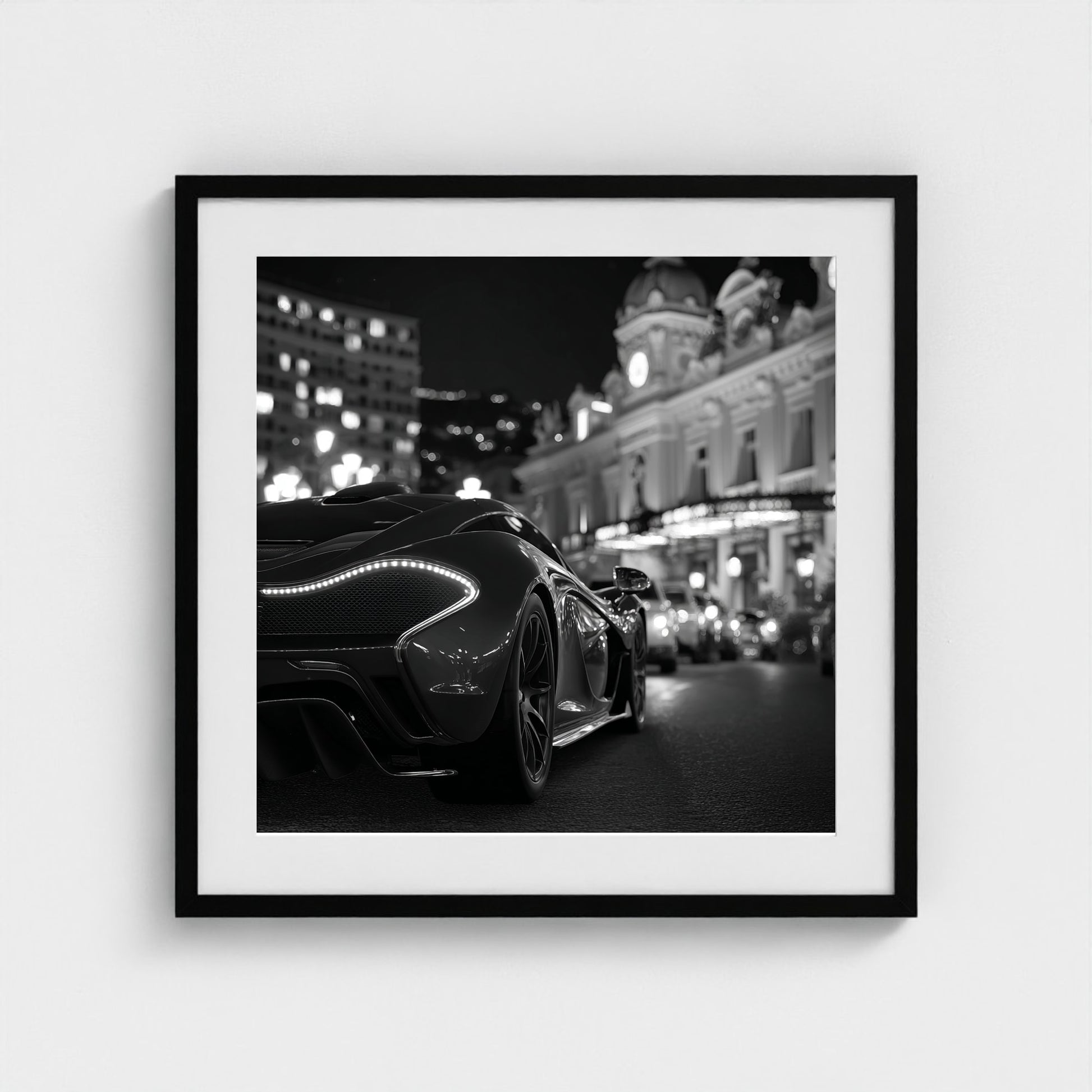 luxury-exotic-sports-car-in-montecarlo-at-night 24x24-black frame frame