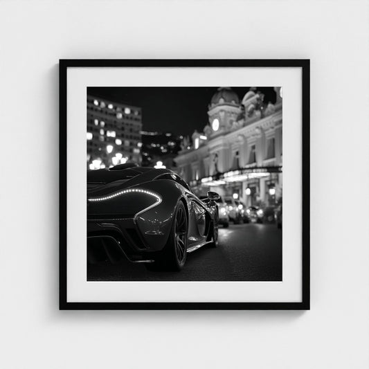 luxury-exotic-sports-car-in-montecarlo-at-night 24x24-black frame frame