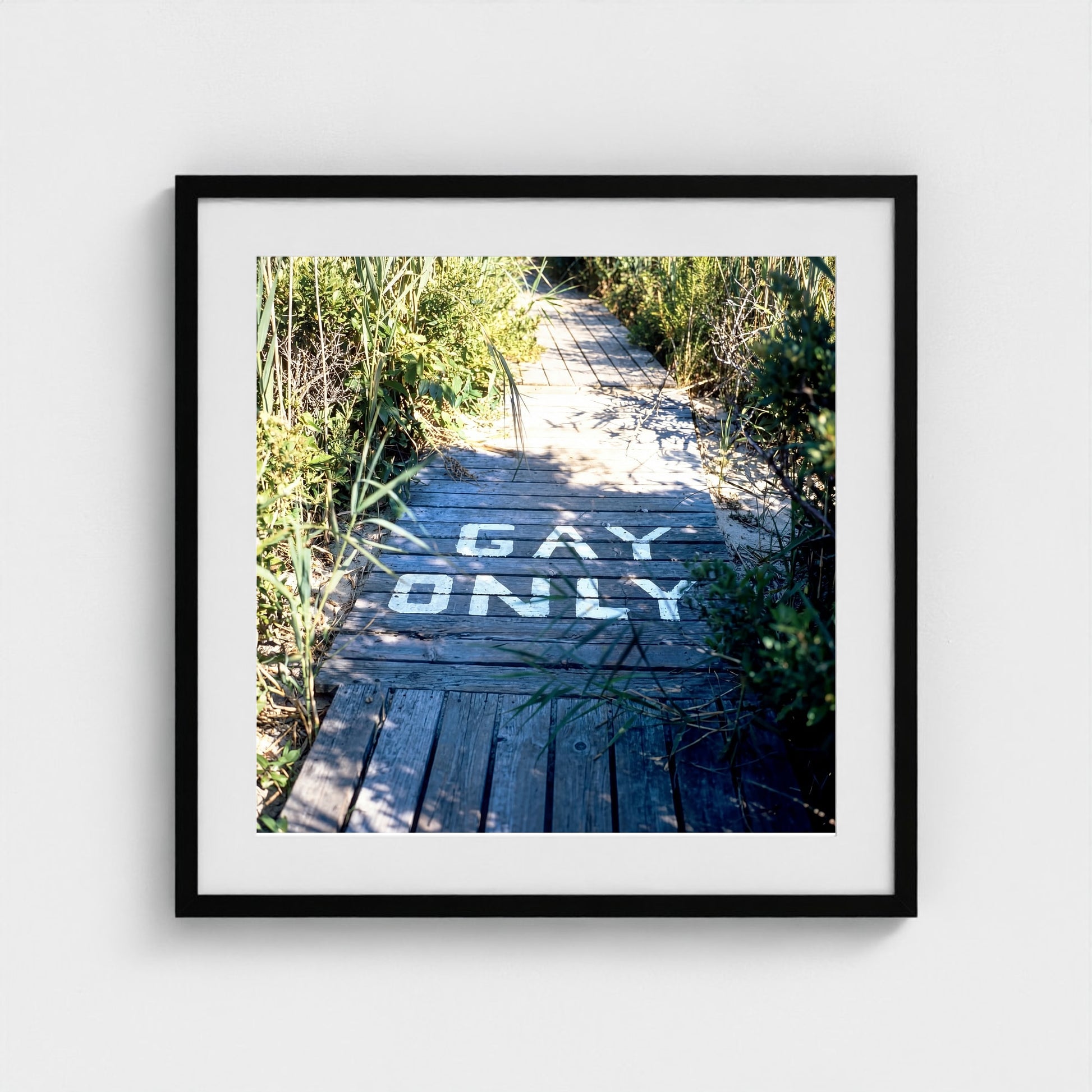 2026 03 12 15 34 00 Gays Only Boardwalk Zoomout Square 24x24-black frame — Fire Island Modern