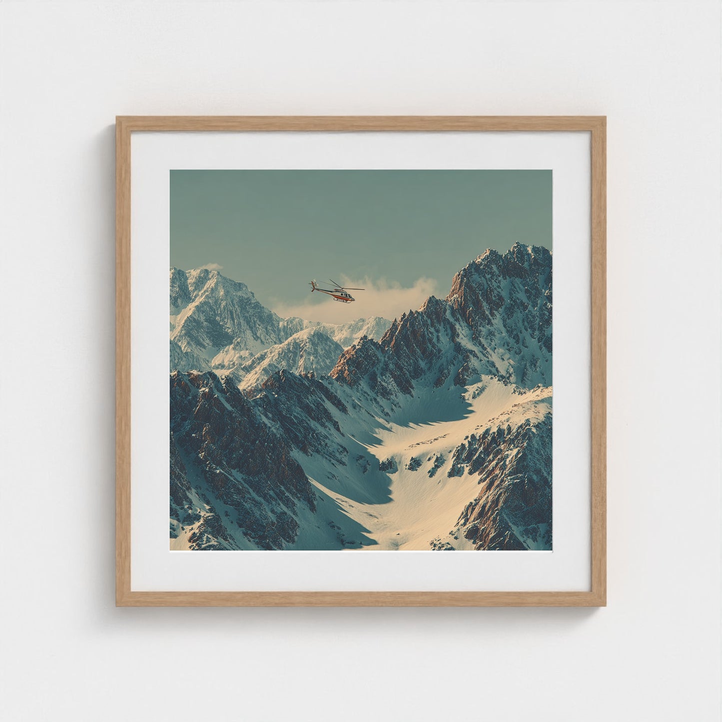 helicopter-in-colorodo-mountains-skiing-60s-retr 24x24-natural frame frame