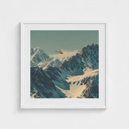 helicopter-in-colorodo-mountains-skiing-60s-retr 24x24-white frame frame