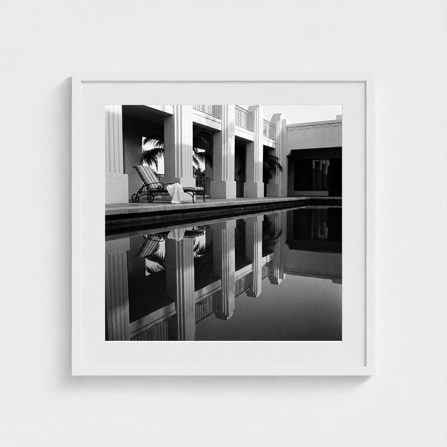 hotel-pool-dawn 24x24-white frame frame