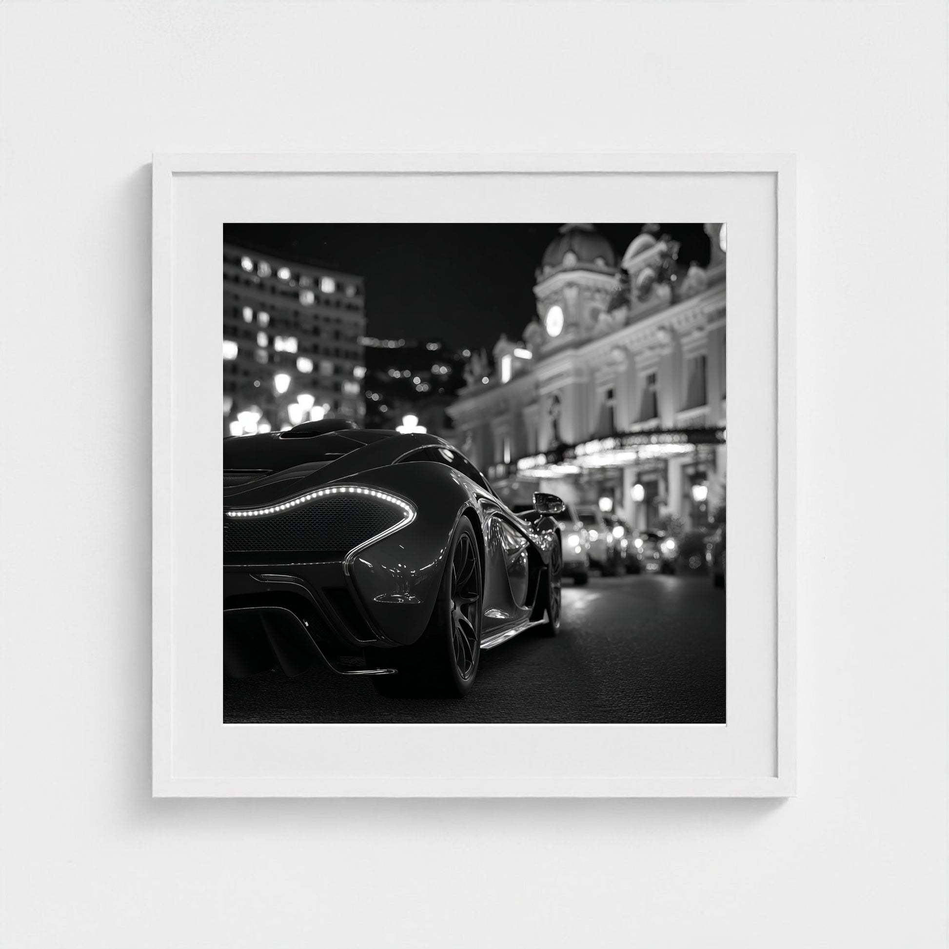 luxury-exotic-sports-car-in-montecarlo-at-night 24x24-white frame frame