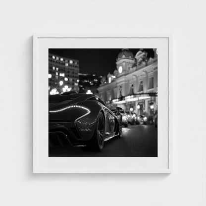 luxury-exotic-sports-car-in-montecarlo-at-night 24x24-white frame frame