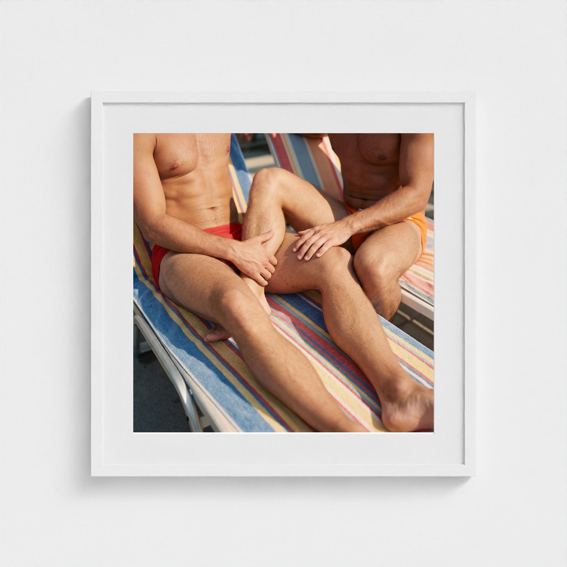 2026 03 12 21 53 03 Two Man Towel Private Heat 24x24-white frame — Fire Island Modern