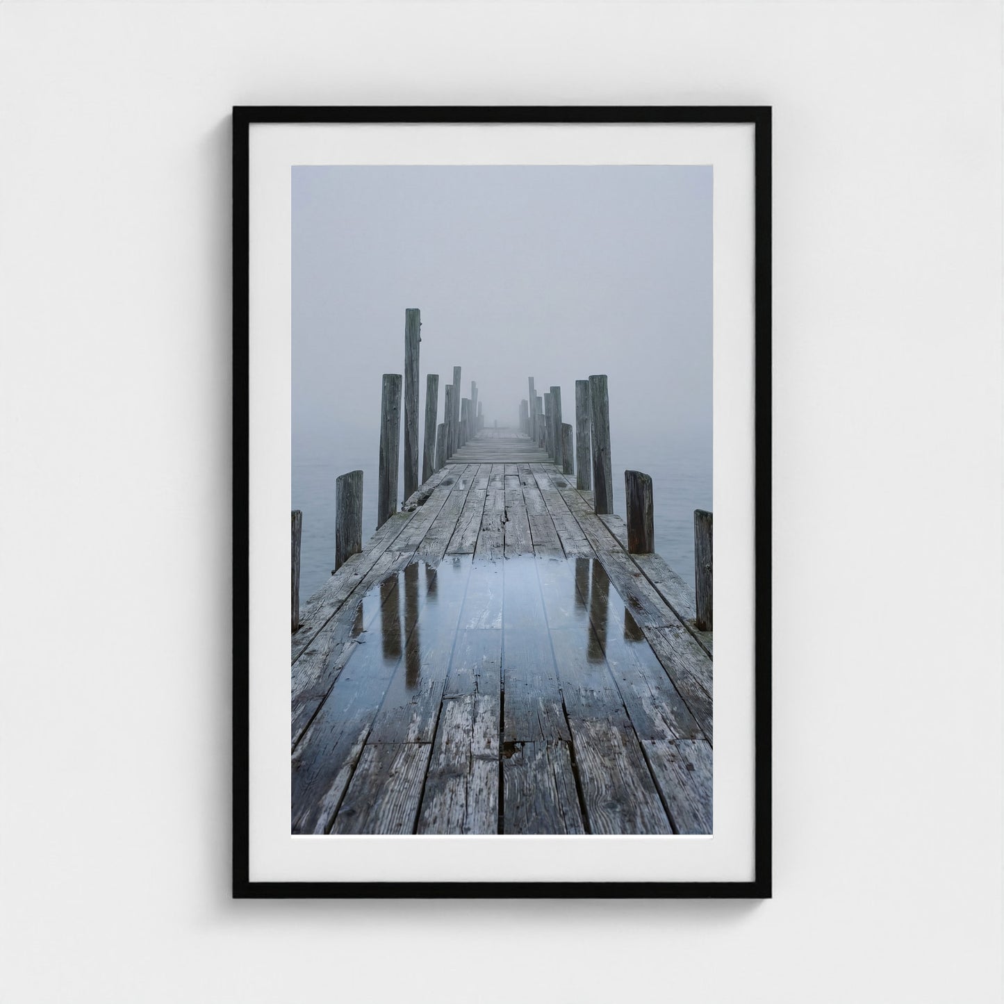 Fog Pier Wall Art - coastal pier fog photography wall art by Studio Stevie
