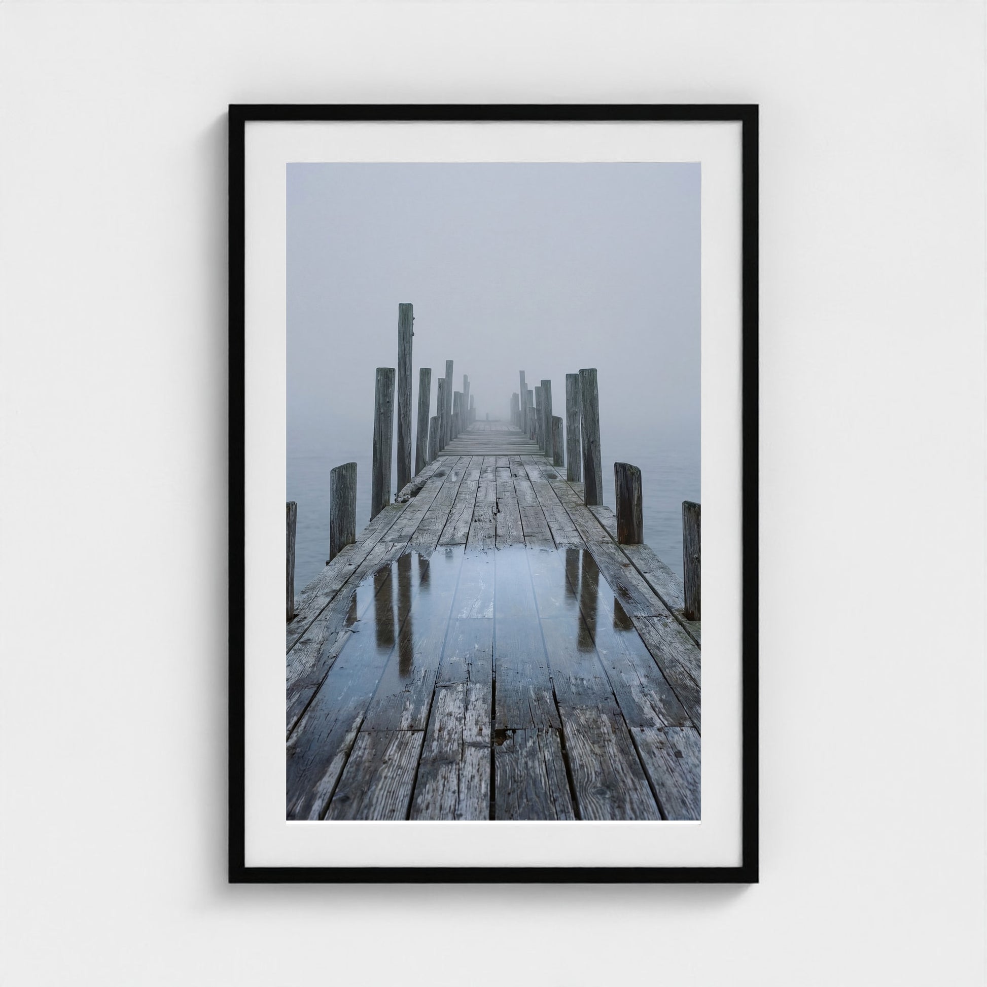 Fog Pier Wall Art - coastal pier fog photography wall art by Studio Stevie
