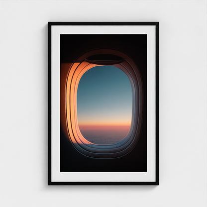 jet-window-view-with-gradient-sky-ultra-minimal 24x36-black frame frame