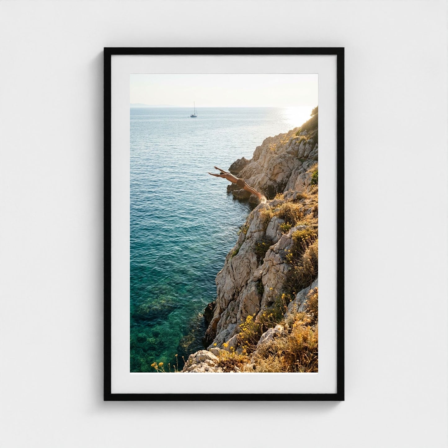 cliff-dive 24x36-black frame frame