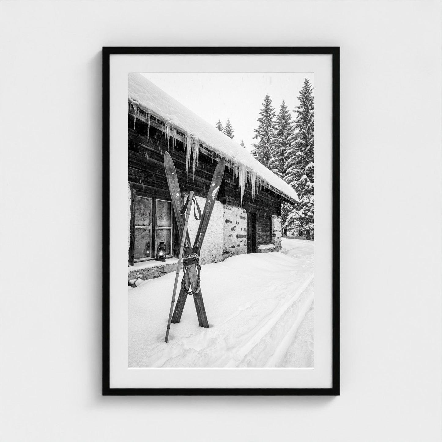 bw-gone-skiing 24x36-black frame frame