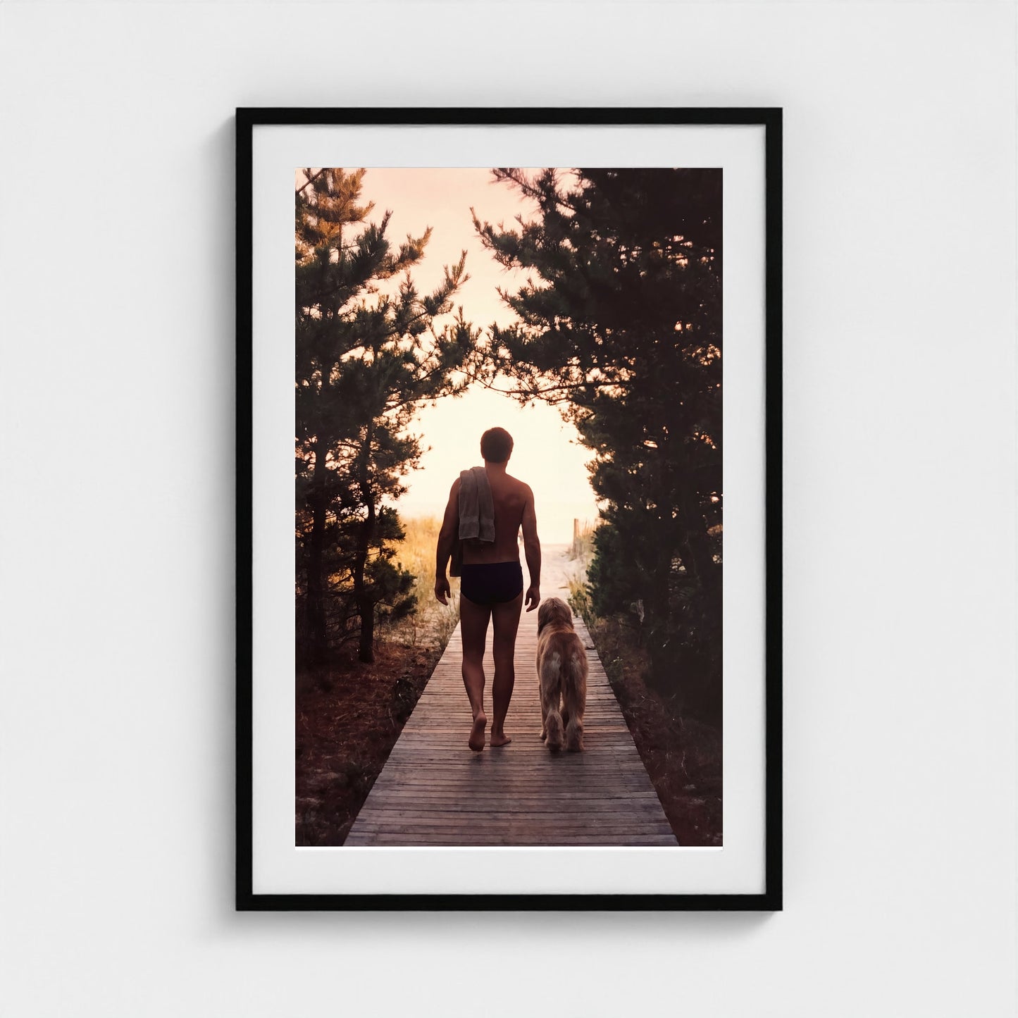 2026 03 12 22 31 00 Boardwalk Silhouette Safe 24x36-black frame — Fire Island Modern