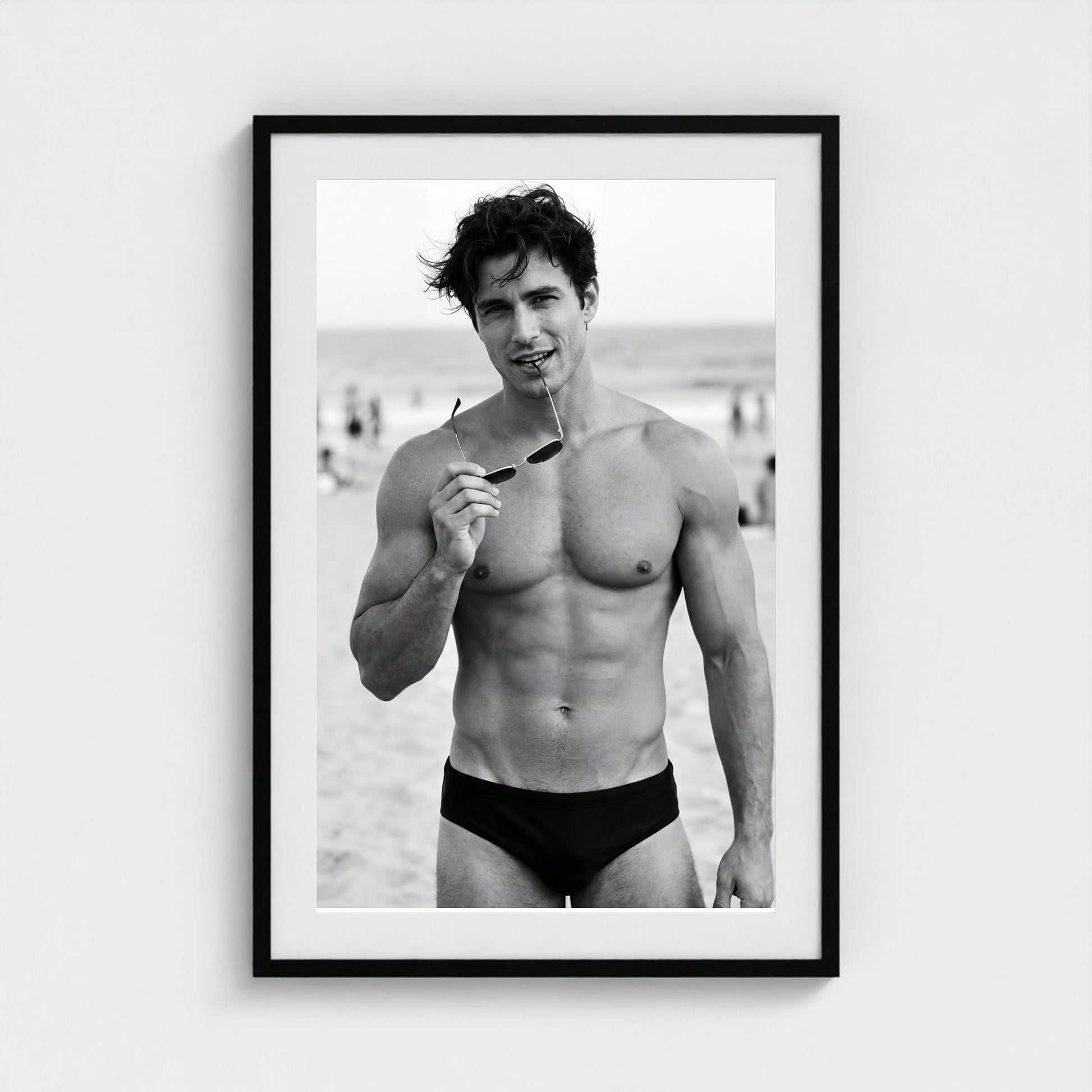 2026 03 12 19 33 00 Bw Beach Portrait Playful 24x36-black frame — Fire Island Modern