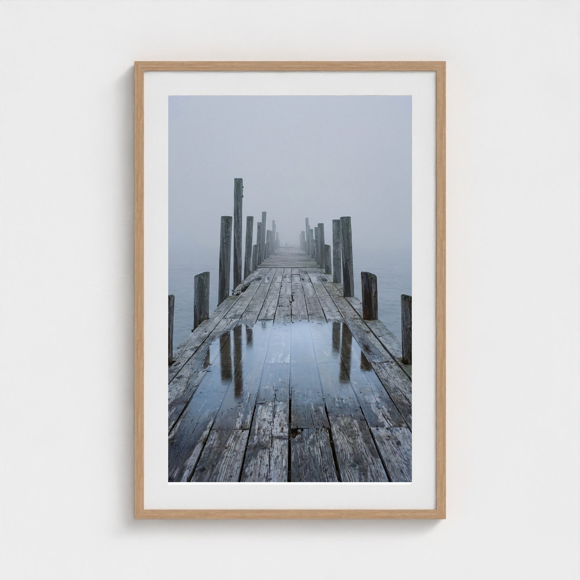 Fog Pier Wall Art - coastal pier fog photography wall art by Studio Stevie