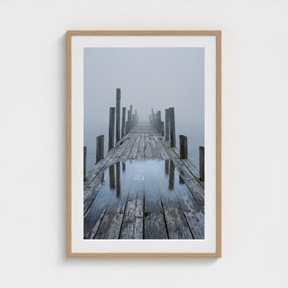 Fog Pier Wall Art - coastal pier fog photography wall art by Studio Stevie